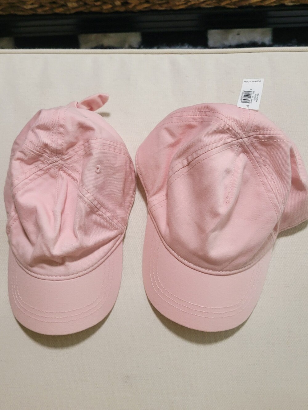 2 Old Navy Bow-tie Back Kids Pink Baseball Caps - Soft Pink Toddler Hats - S & M